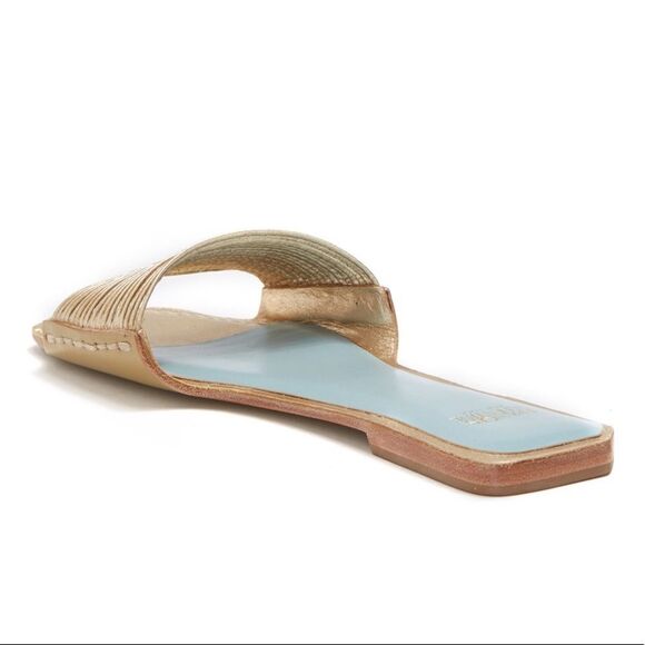 NEW✨ Frances Valentine Strappy Gold Slides Sandals - Picture 4 of 8